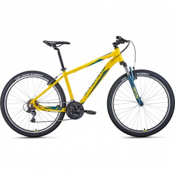 Велосипед FORWARD APACHE 27,5 1.0 (2022) желтый/зеленый с рамой 17" Велосипед FORWARD APACHE 27,5 1.0 (2022) желтый/зеленый с рамой 17"